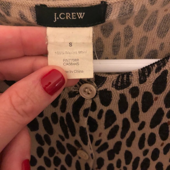 J. Crew Merino Wool Leopard Print Cardigan Sz Small - Picture 2 of 5